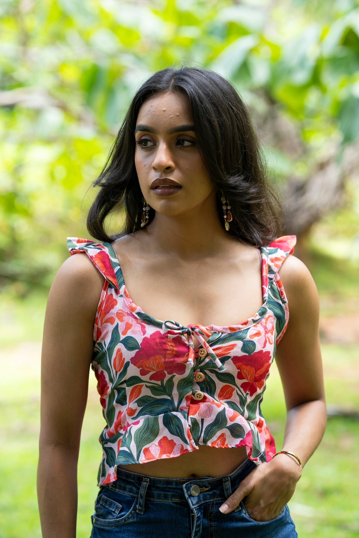 Floral Ruffle Top