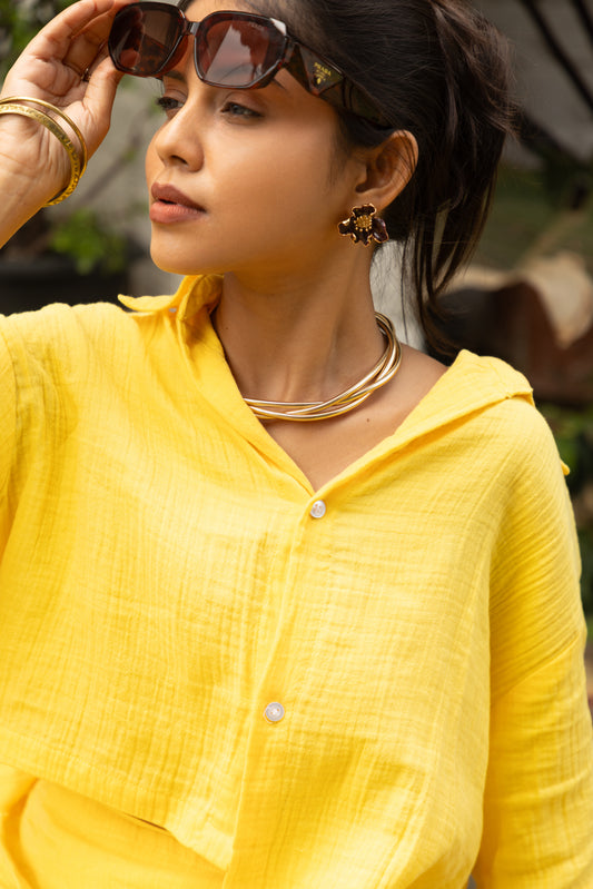 Yellow Summer Asymmetric Shirt