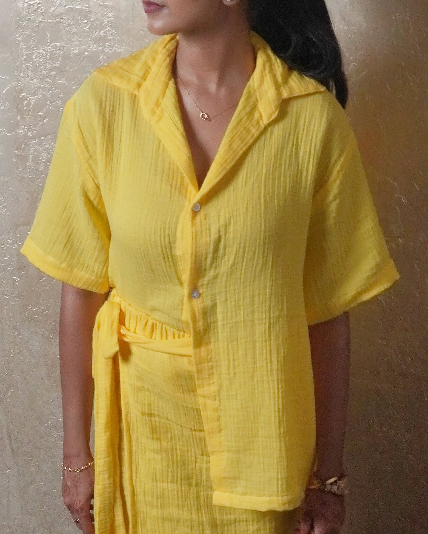 Yellow Summer Asymmetric Shirt