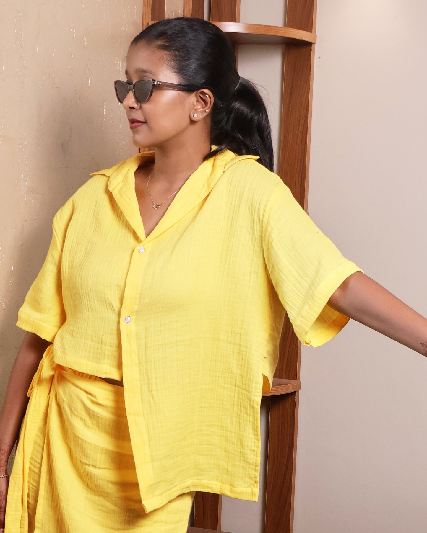 Yellow Summer Asymmetric Shirt
