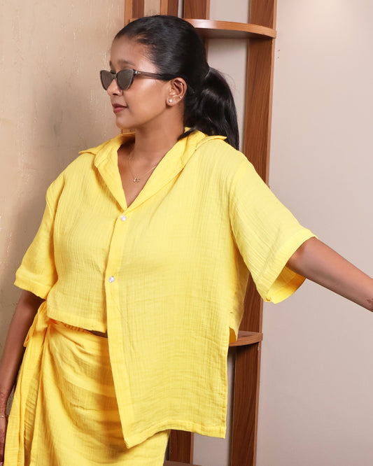 Yellow Summer Asymmetric Shirt